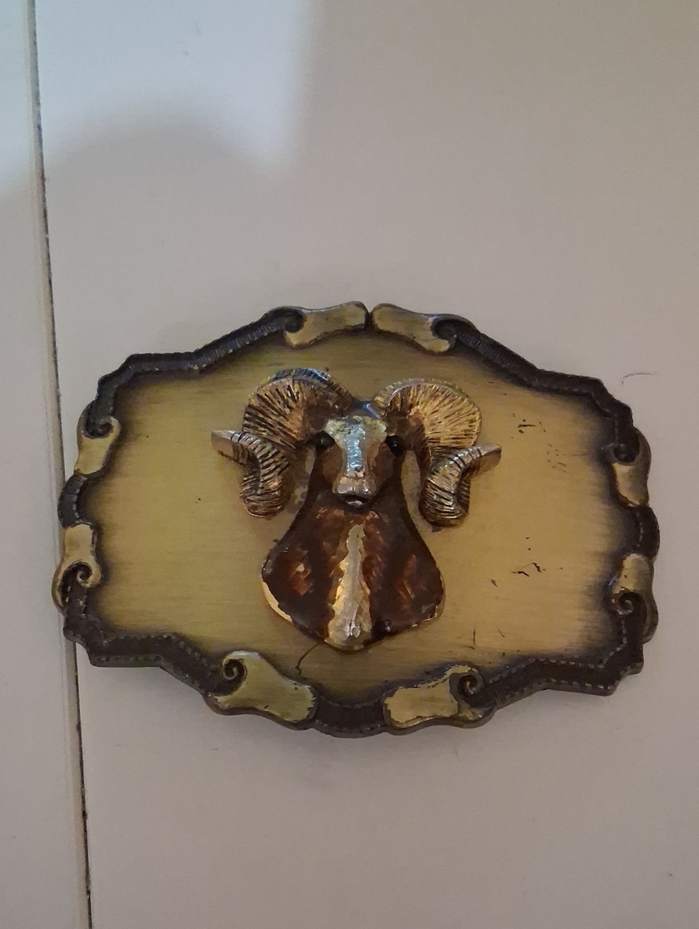 VTG 1979-81 Raintree 3-D Big Horn Ram Brass Belt Buckle 3.5"x2.5" USA